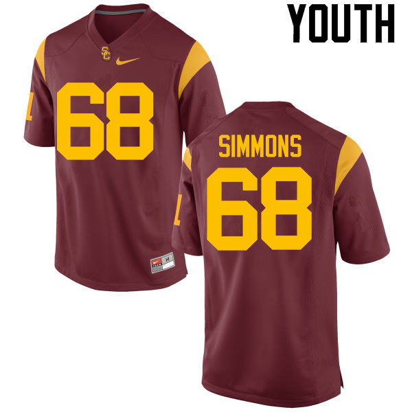 Youth #68 Jordan Simmons USC Trojans College Football Jerseys-Red